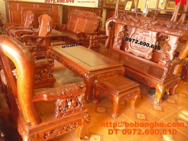 Bộ bàn ghế phòng khách Phượng công gỗ hương PC18