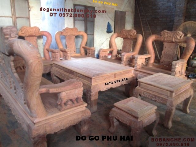 Bộ bàn ghế gỗ hương dogodongky. net. vn Quốc voi QVH10