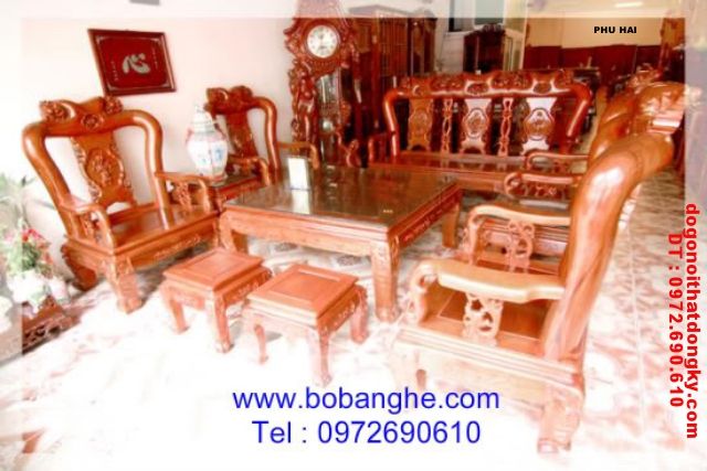 Bộ bàn ghế đồng kỵ Minh Hồng cột 12-QHH12