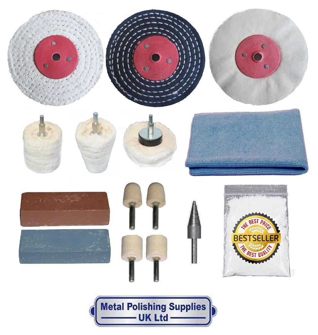 Wheel Polishing Kit For Alloys 15pc By PolishKing 3" x 1/2" WPKA3001