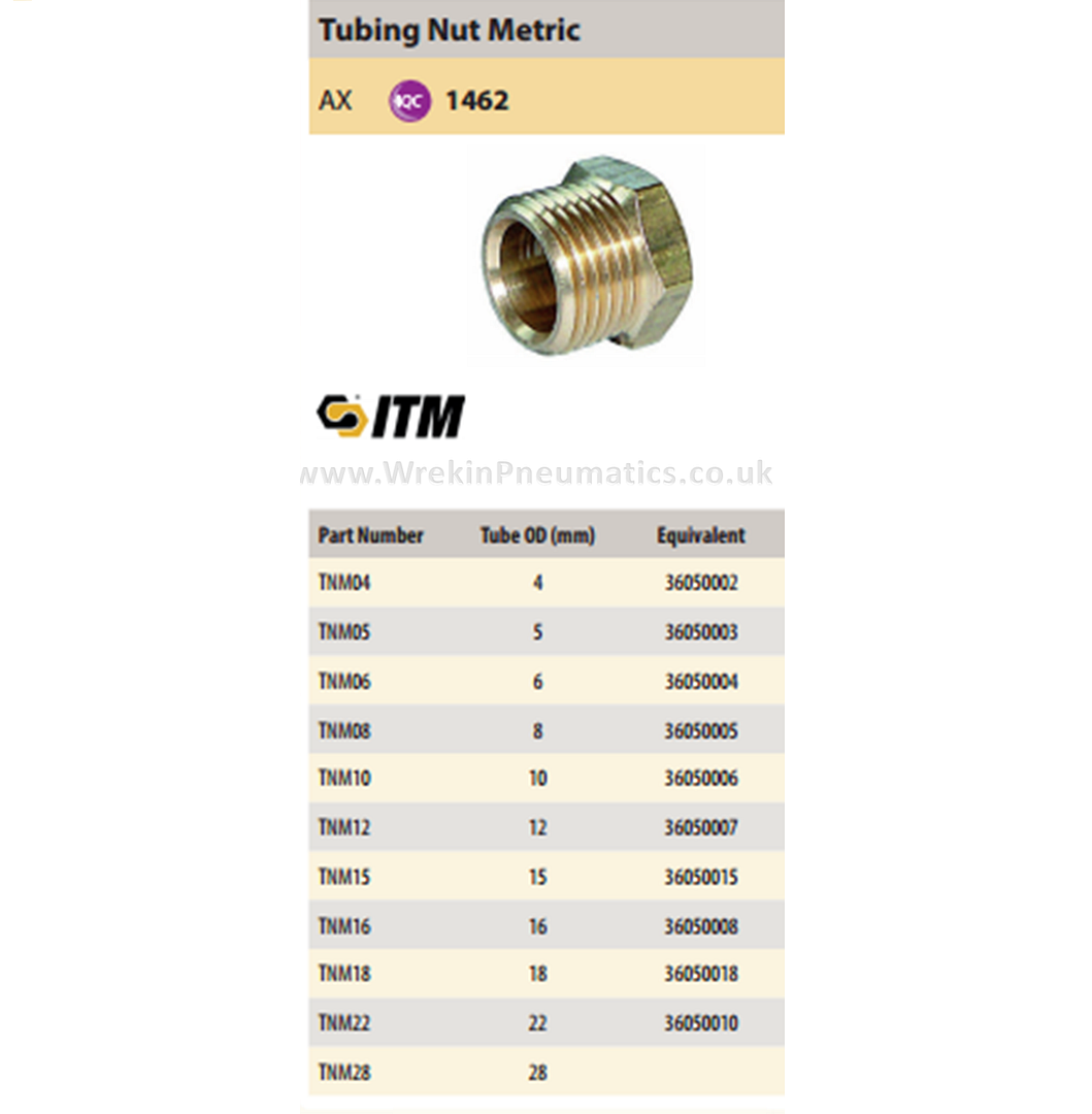 Enot Tubing Nut Metric Imperial Tube Brass Compression Nut Pipe Fitting
