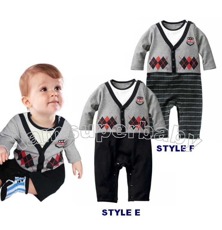 (024M) Baby Boy Twins Unique Wedding Tuxedo, Everyday Bodysuit Outfit
