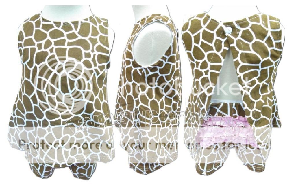 6 24M Sweet Baby Girl Hot Animal 2 Pcs Vest Set Zebra Giraffe Cow Pattern