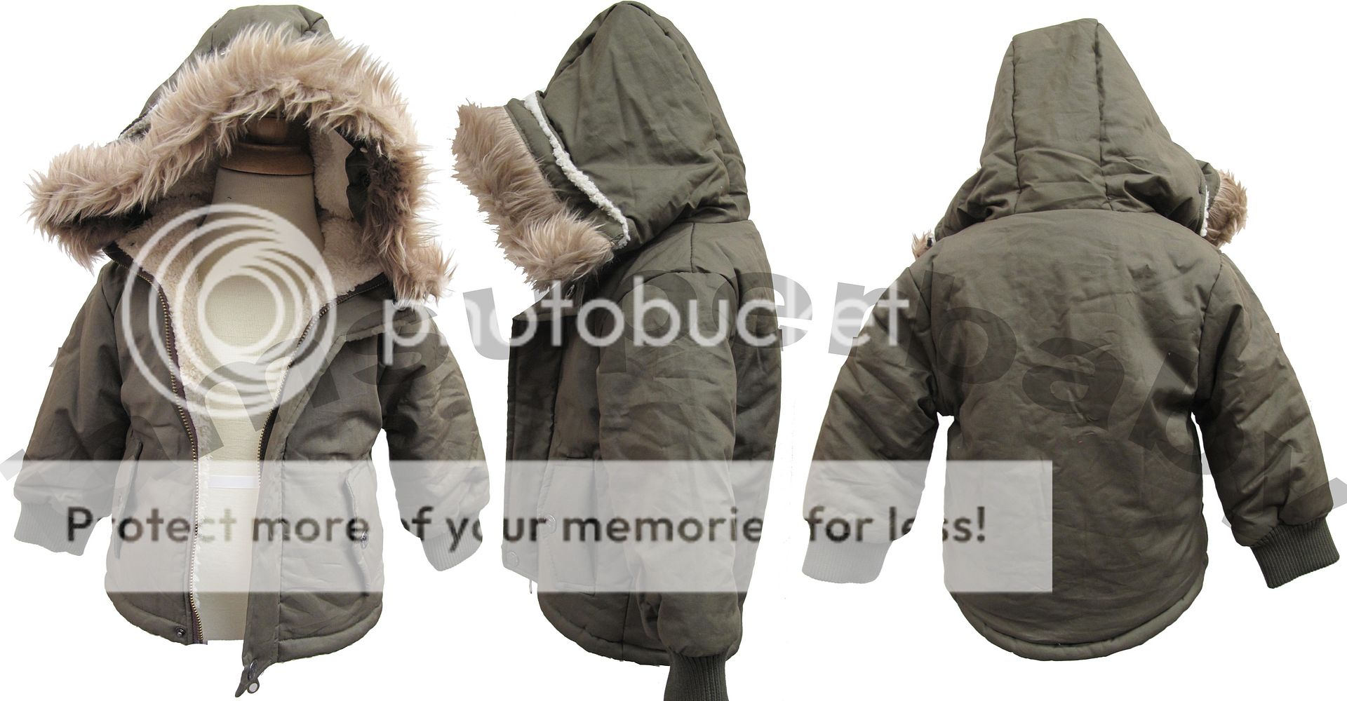 0 Age 3 5 Baby Boy Olive Green Coats Jacket Army Style Warm w Hoods Fur